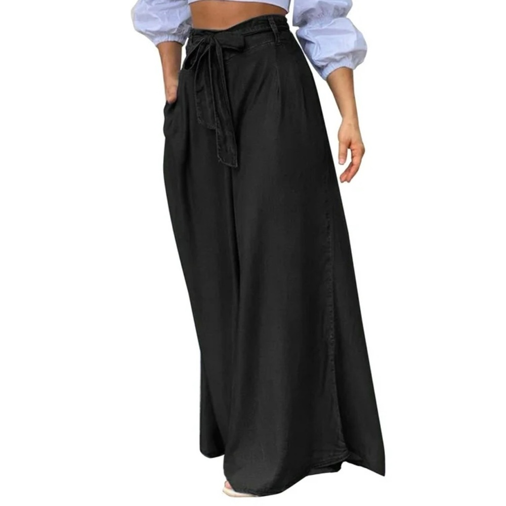 Women’s high waisted wide leg denim jeans
